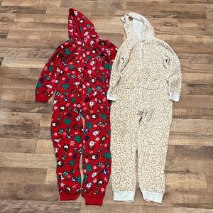 Festive Red and Leopard Print Onesie Set - Size 14